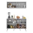 Ver imagem 4 de Kit Armário de Cozinha Aéreo e Balcão 4 Portas Retrô Multimóveis Mp2170 Branco