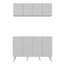 Ver imagem 5 de Kit Armário de Cozinha Aéreo e Balcão 4 Portas Retrô Multimóveis Mp2170 Branco