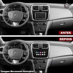 Moldura Painel Central Multimidia 9 Polegadas Sandero e Logan 2015 À 2024 Preta Som - 3