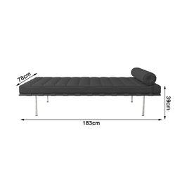 Couch Barcelona Cromado em Couro Natural Preto - 2