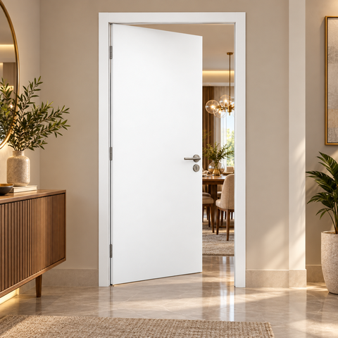 Porta de Madeira Folha Lisa Clean 210x70 MDF Acabamento UV:Branco