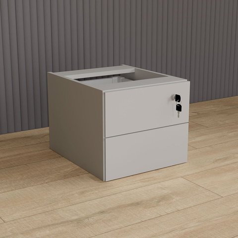 Gaveteiro Suspenso 33cm x 40cm 2 Gavetas com Chave para Mesa Escrivaninha de Escritório Corporate Cinza