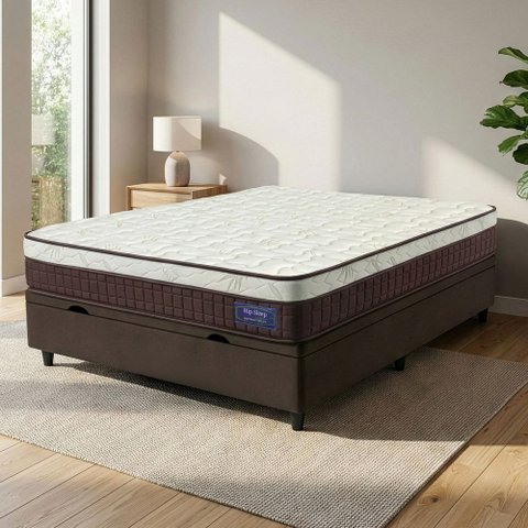 Cama Box Baú Colchão Casal Molas Superlastic Euro Pillow Start 138x188x65cm Apolo