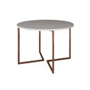 Ver imagem 1 de Mesa Jantar Industrial Branca Base Cobre V Tampo 110cm Redondo