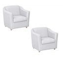 Ver imagem 1 de Kit 2 Poltronas Bia Decorativa Reforçada Recepção Clinica Salão Sala de Estar Courino Branco