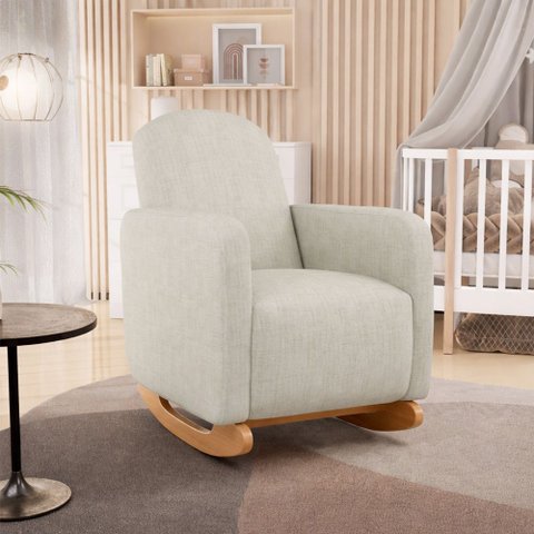 Poltrona de Amamentação com Balanço Orgânica Saori W01 Linho Cru - Lyam Decor
