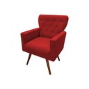Ver imagem 1 de Poltrona Decorativa Aurora Suede Vermelho Pés Madeira Ms Decor