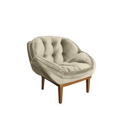 Poltrona Decorativa Marcela Veludo Bege - 3