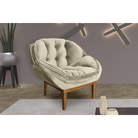 Poltrona Decorativa Marcela Veludo Bege
