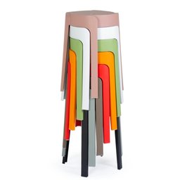 Kit 10 Banquetas Baixa Empilhável Nordica - Laranja - 5