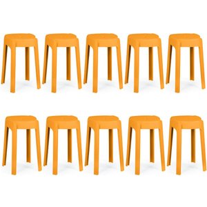 Kit 10 Banquetas Baixa Empilhável Nordica - Laranja