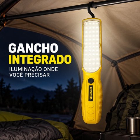 Lanterna LED Recarregável USB com Gancho Oficina Mecânico