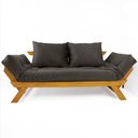 Ver imagem 1 de Sofá Japão Futon Sarja Impermeável Chumbo Madeira Cor Mel