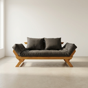 Ver imagem 3 de Sofá Japão Futon Sarja Impermeável Chumbo Madeira Cor Mel