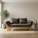 Ver imagem 2 de Sofá Japão Futon Sarja Impermeável Chumbo Madeira Cor Mel