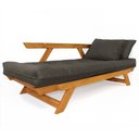 Ver imagem 5 de Sofá Japão Futon Sarja Impermeável Chumbo Madeira Cor Mel
