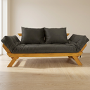 Ver mais imagens de Sofá Japão Futon Sarja Impermeável Chumbo Madeira Cor Mel