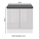 Ver imagem 3 de Balcão Armário de Cozinha 100% MDF 80 cm 2 Portas Branco Brilhante Acordes Madesa