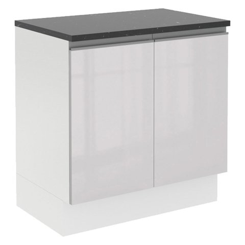 Balcão Armário de Cozinha 100% MDF 80 cm 2 Portas Branco Brilhante Acordes Madesa
