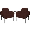 Ver imagem 1 de Kit 02 Poltronas Base Metal Preto Sala Quarto Balaqui Decor Cor:marrom