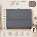 Ver imagem 3 de Cabeceira Casal de Cama Box Estofada Eliana 140 cm Veludo