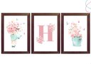 Ver imagem 1 de Kit com 3 Quadros Decorativos Menina em Aquarela Flores: Tabaco