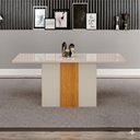 Ver imagem 2 de Conjunto Sala de Jantar Doha 1,60m Tampo Copo Off White com 6 Cadeiras Off/Cinamomo/Joli Camurça