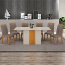 Ver imagem 7 de Conjunto Sala de Jantar Doha 1,60m Tampo Copo Off White com 6 Cadeiras Off/Cinamomo/Joli Camurça