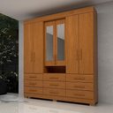 Ver imagem 1 de Guarda Roupa Casal Bolívia com Espelho 6 Portas 9 Gavetas 100% Mdf Linhamobília Cinamomo