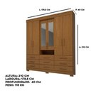 Ver imagem 3 de Guarda Roupa Casal Bolívia com Espelho 6 Portas 9 Gavetas 100% Mdf Linhamobília Cinamomo