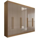Ver imagem 1 de Guarda-roupa Casal Ele e Ela 8 Portas 8 Prateleiras com Espelho Cinamomo/cappuccino - Panorama Móvei