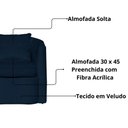 Ver imagem 3 de Poltrona Decorativa Sala Recepção Escritório Veludo Alana Cor Marinho