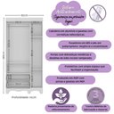 Ver imagem 3 de Guarda-roupa Infantil 92cm com Vidro 3 Portas e 2 Gavetas Luna Multimóveis Mp4412 Branco