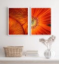 Ver imagem 2 de Kit 2 Quadros Decorativos Abstratos Texturas Laranjas 24x18cm:madeira Preta