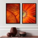 Ver imagem 1 de Kit 2 Quadros Decorativos Abstratos Texturas Laranjas 24x18cm:madeira Preta