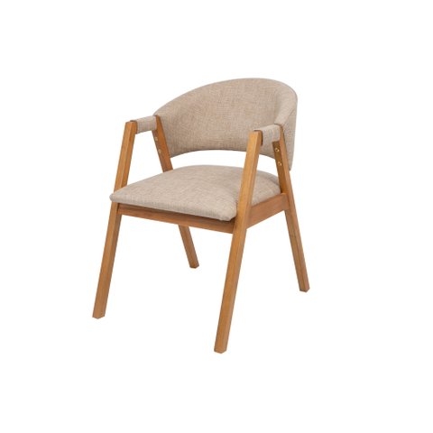 Cadeira de Jantar Estofada Elysia Conforto Anatômico Madeira Maciça:linho Areia