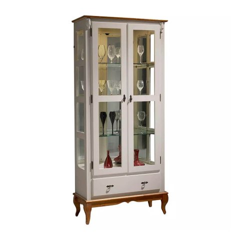 Cristaleira Clássica 2 Pts 1 Gv 60303el - (off White C/ Imbúia)