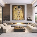 Ver imagem 3 de Quadro Canvas Gustav Klimt The Kiss 90x60cm Mold Branca