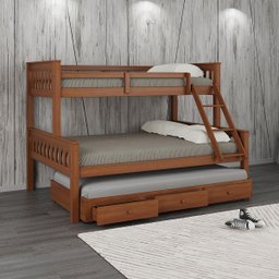 Cama Treliche Madeira com Gavetas Merk - 2 Solteiro + 1 Casal - 1