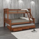 Ver imagem 1 de Cama Treliche Madeira com Gavetas Merk - 2 Solteiro + 1 Casal