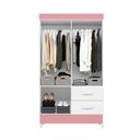Ver imagem 3 de Roupeiro Mobi 4 Portas 2 Gavetas Premium Quarto da Criança Moderno Cor Branco/rosa
