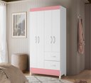 Ver imagem 2 de Roupeiro Mobi 4 Portas 2 Gavetas Premium Quarto da Criança Moderno Cor Branco/rosa