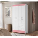 Ver imagem 2 de Roupeiro Mobi 4 Portas 2 Gavetas Premium Quarto da Criança Moderno Cor Branco/rosa