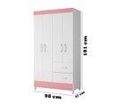 Ver imagem 4 de Roupeiro Mobi 4 Portas 2 Gavetas Premium Quarto da Criança Moderno Cor Branco/rosa