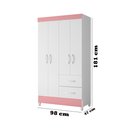 Ver imagem 4 de Roupeiro Mobi 4 Portas 2 Gavetas Premium Quarto da Criança Moderno Cor Branco/rosa