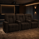 Ver imagem 1 de Poltrona Reclinável para Sala de Cinema 3 Lugares Sora Veludo Marrom FH1 - D'Rossi