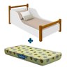 Cama Infantil em Madeira Maciça e MDF Luna Branco/Mel Com Colchão Probel - 1