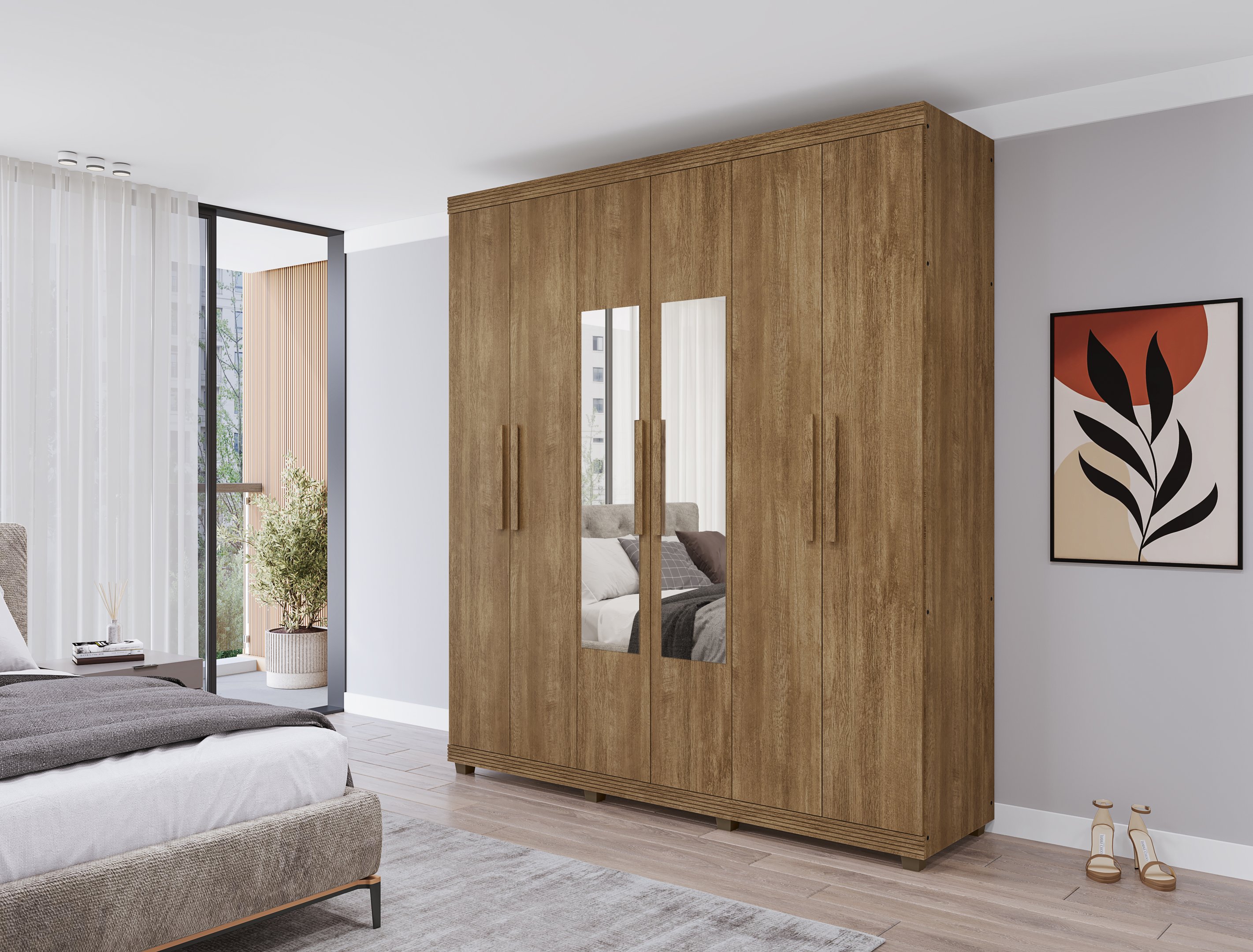 Guarda Roupa 06 Portas e 04 Gavetas Verona - Lanza:noce Bronze C