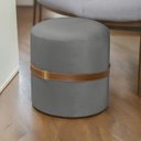 Ver imagem 1 de Banqueta Puff Berlim Veludo Cinta Couro Legítimo Qualidade