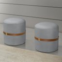 Ver imagem 3 de Banqueta Puff Berlim Veludo Cinta Couro Legítimo Qualidade